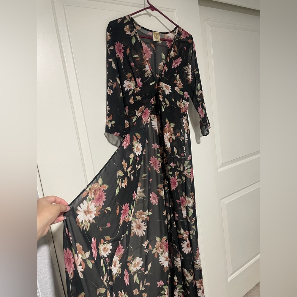 🌸Floral Black Maxi Sheer Cardigan Dress🌸